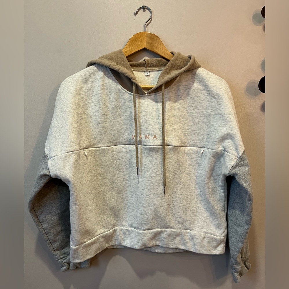 Women’s Mama Colorblock Cropped Nursing Hoodie
